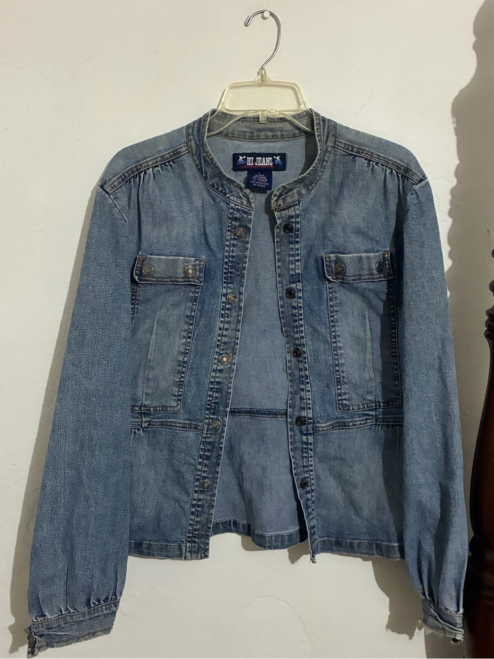 Light Blue Denim Round-Neck Jean Jacket